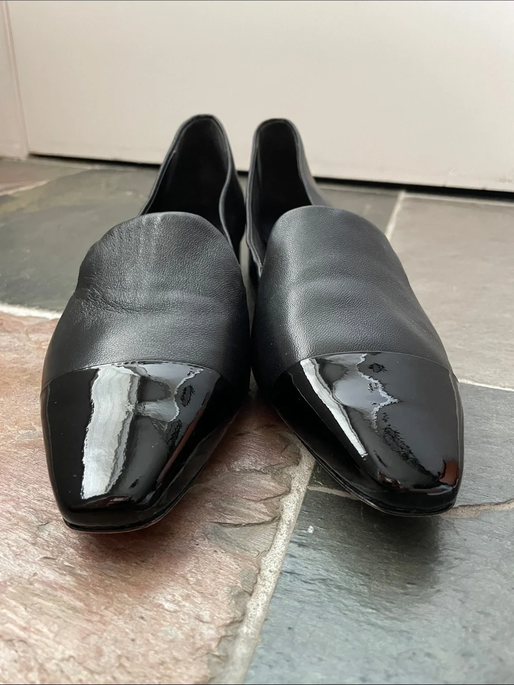 New Veronica Beard Cecile Cap Toe Loafer Black Leather Sz 9.5